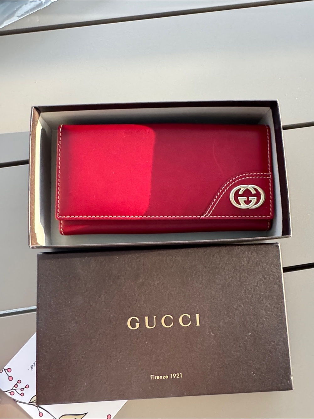 Gucci Red Leather Continental Wallet with Double G Hardware